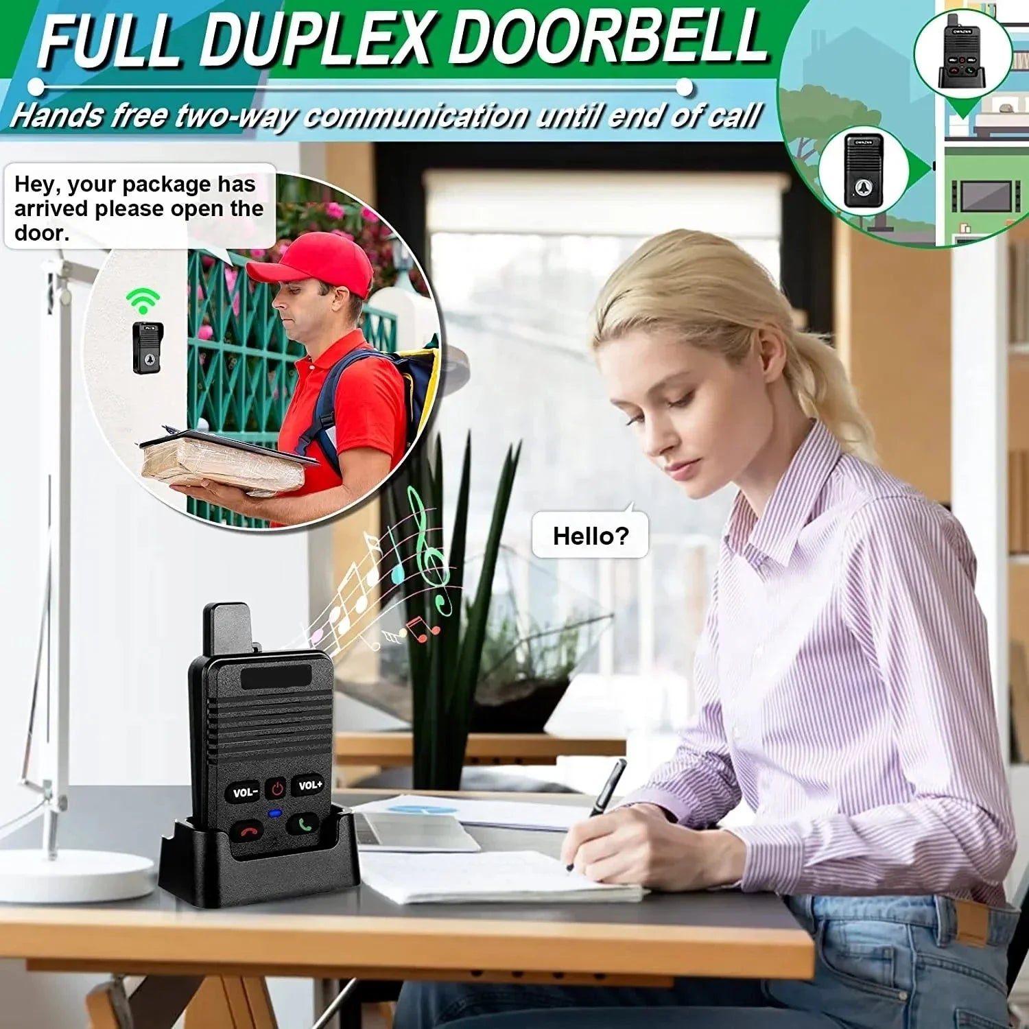 Full Duplex Two-way Intercom Doorbell