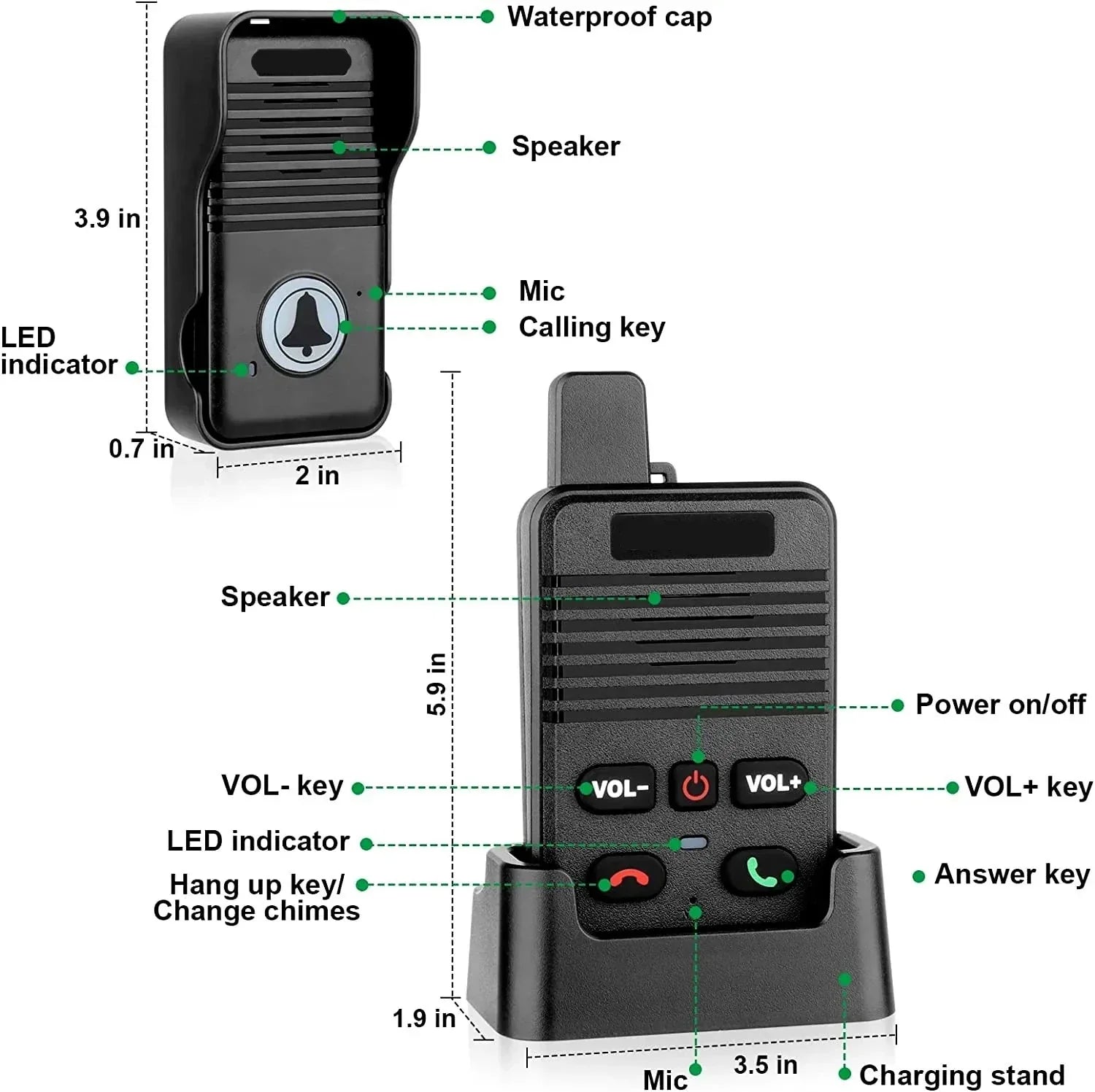 Full Duplex Two-way Intercom Doorbell