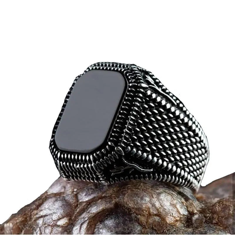 925 Silver Natural Agate Ring